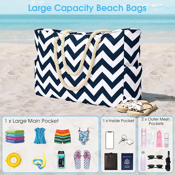 Becokan Beach Bag Large Beach Tote Bag