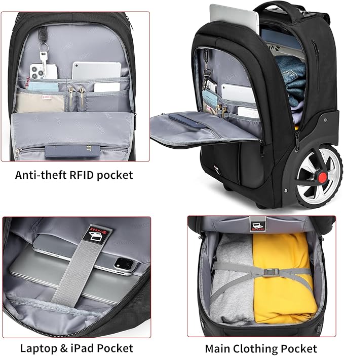 Rolling Backpack, Waterproof Backpack