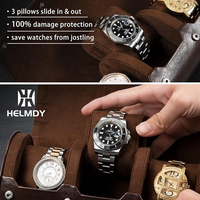 Watch Roll Travel Case: 3 Slot Watch Box Organizer