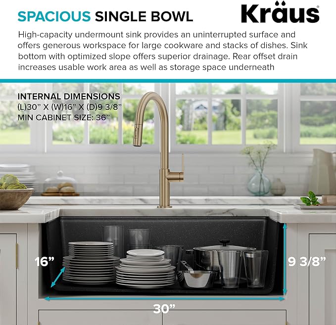 KRAUS Bellucci Workstation 32 in. Undermount Granite Composite Single Bowl