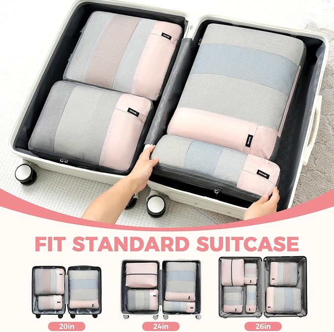 BAGAIL 6 Set/4 Set Lightweight Compression Packing Cubes