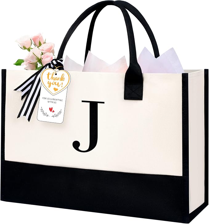 BAGAIL Initial Tote Bag, Personalized Birthday Gifts