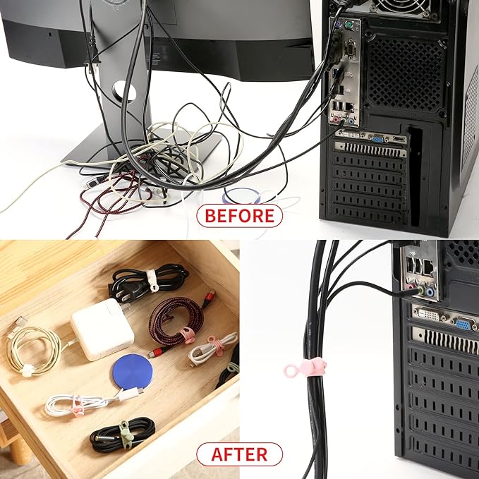 UMUST Silicone Cable Ties, Reusable Cable Management Organizer, Cable Straps
