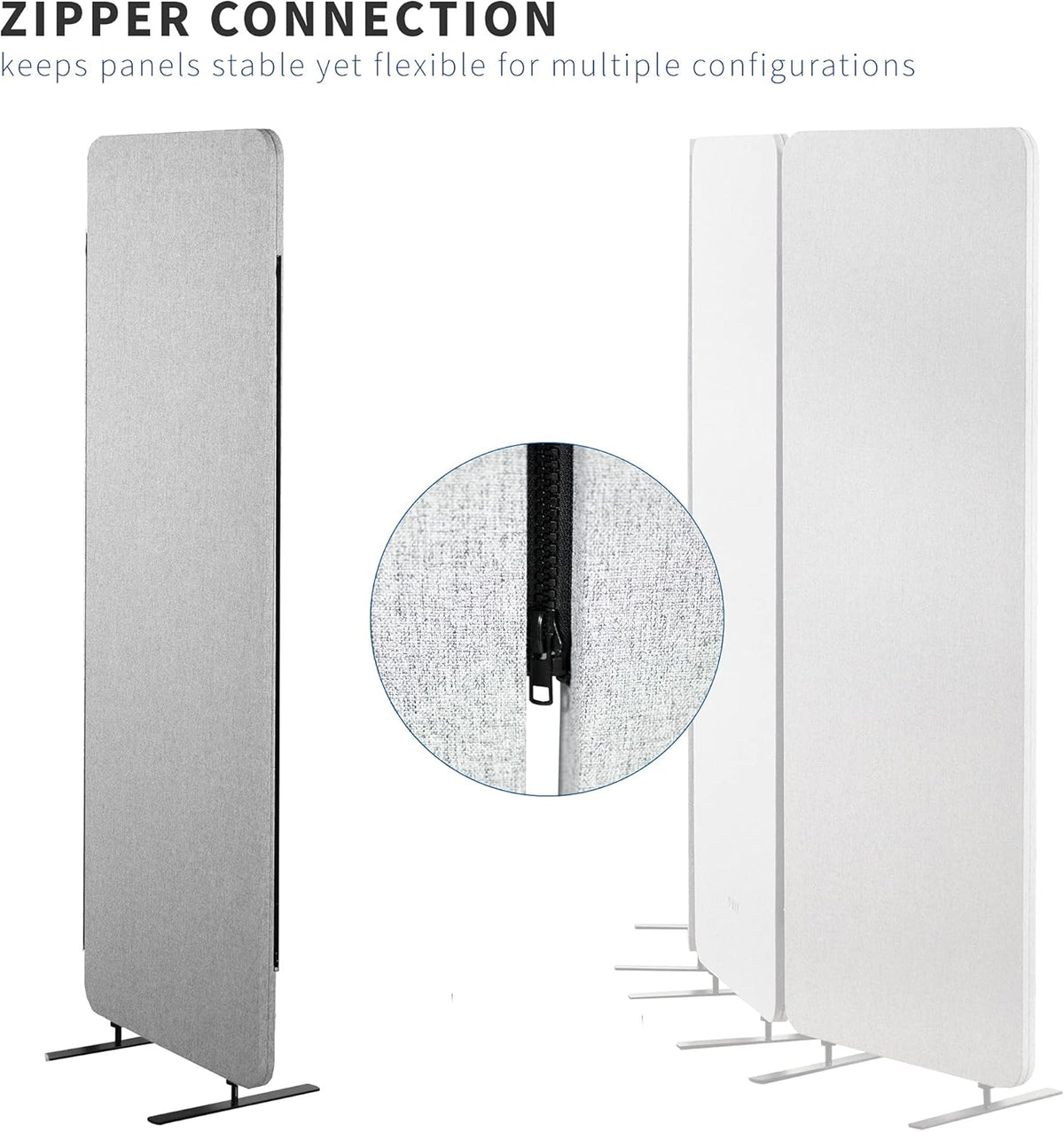 VIVO Freestanding 24 x 66 inch Privacy Panel, Cubicle Divider, Acoustic Wall Partition, Single 24 inch Panel with 2-Sided Zipper Attachment System, Gray, PP-1-T024G
