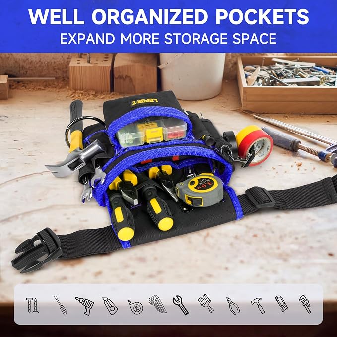 Tool Belt, Magnetic Tool Pouch, 14-Pockets Tool Belts