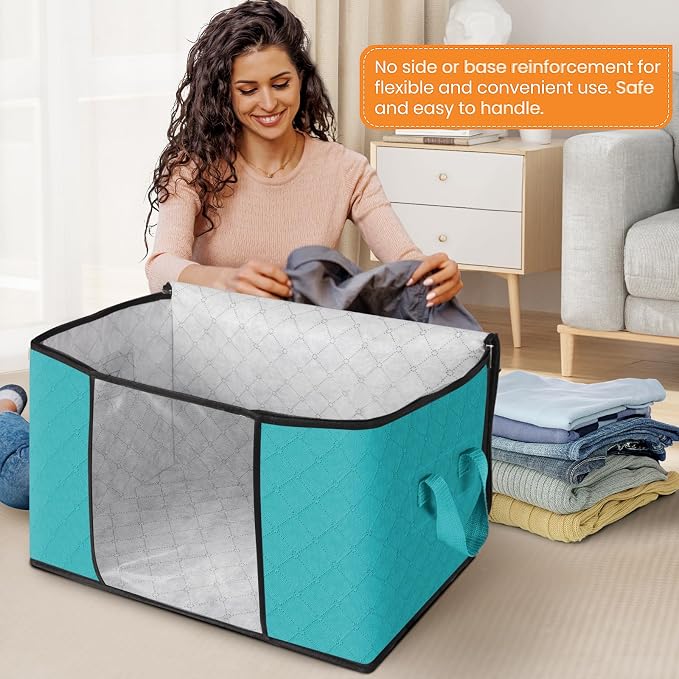 Fab totes 24 Gallons Clothes Storage, Foldable Thick Fabric Blanket Storage Bags