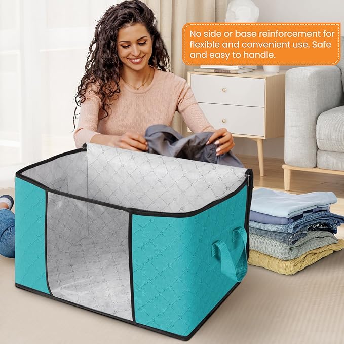 Fab totes 24 Gallons Clothes Storage, Foldable Thick Fabric Blanket Storage Bags