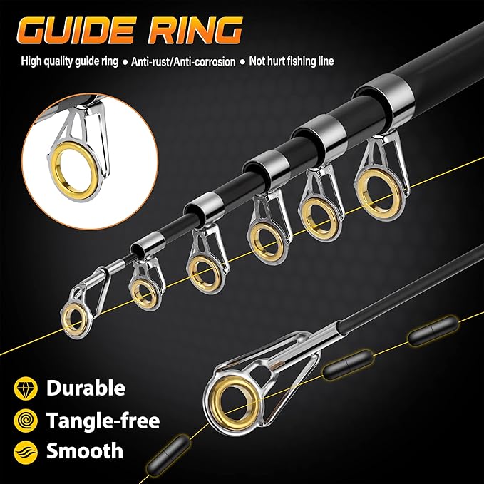 PLUSINNO Fishing Pole, Fishing Rod and Reel Combo, Telescopic Fishing Rod Kit