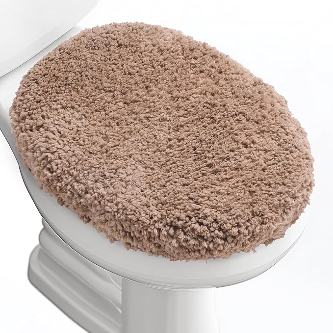 Microfiber Elongated Toilet Seat Cover 19.5"x 15" Machine Washable Solid Toilet