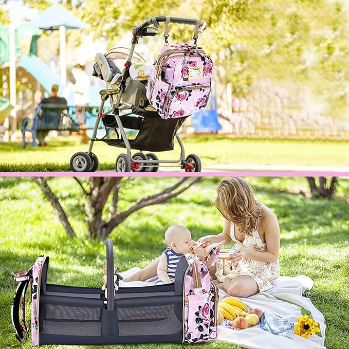 Diaper Bag Backpack with Changing Station, Foldable