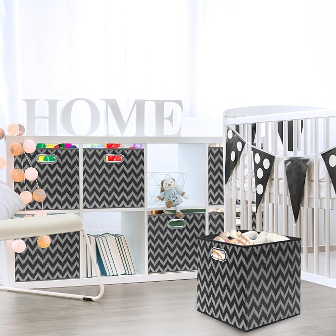 SIMPLE HOUSEWARE 13-Inch Collapsible Fabric Cube Storage Bin