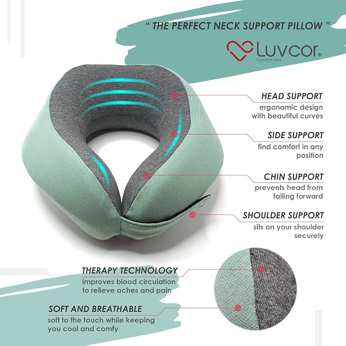 Premium Quality Memory Foam Travel Neck Pillow Bundle