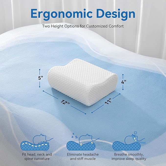 AM AEROMAX Travel Contour Memory Foam Pillow, Cervical Pillow