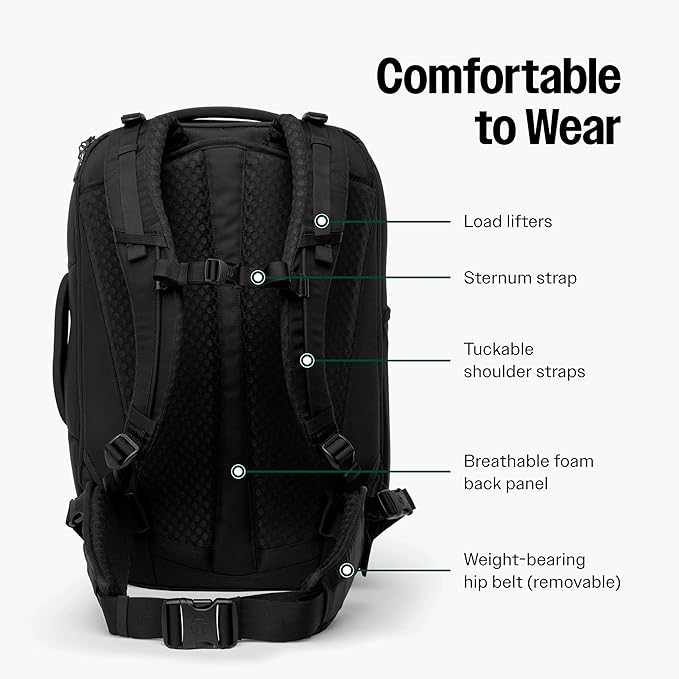 Tortuga 40L Travel Backpack Lite, Comfortable, Airline-Approved Bag