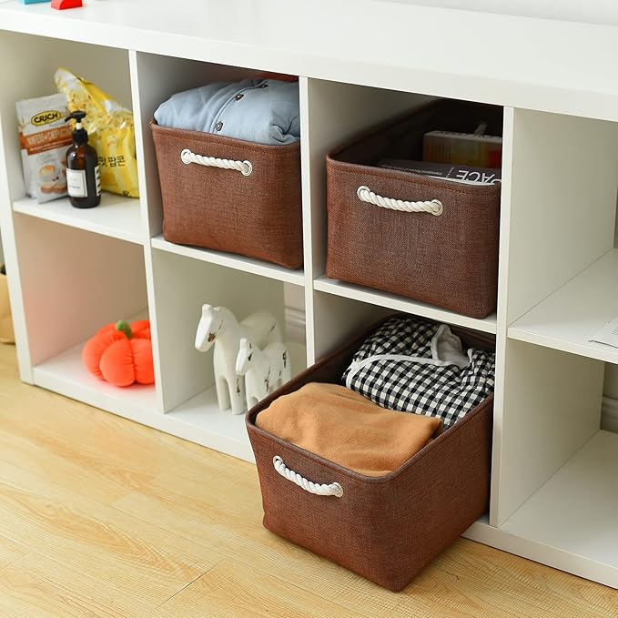TheWarmHome Decorative Basket Rectangular Fabric Storage Bin Organizer Basket