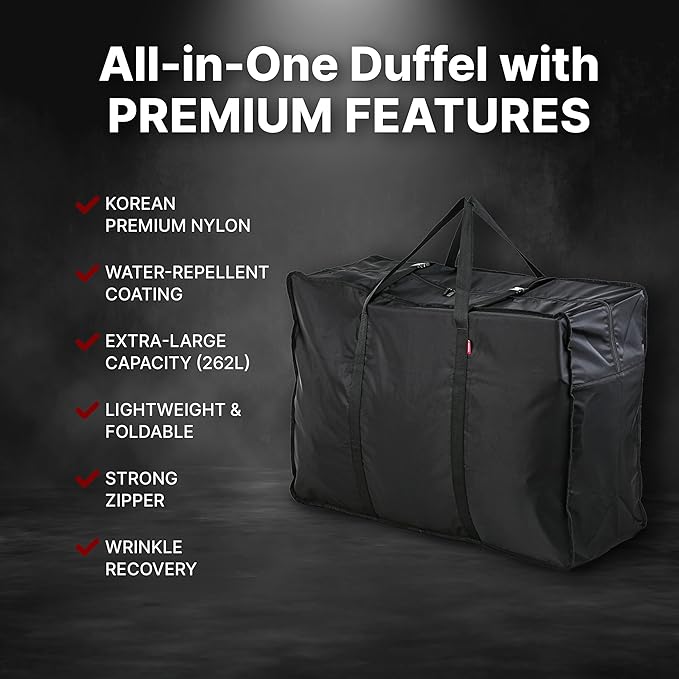 Plago Professional Quality Nylon Extra Large Duffel Bag, Lightweight Foldable