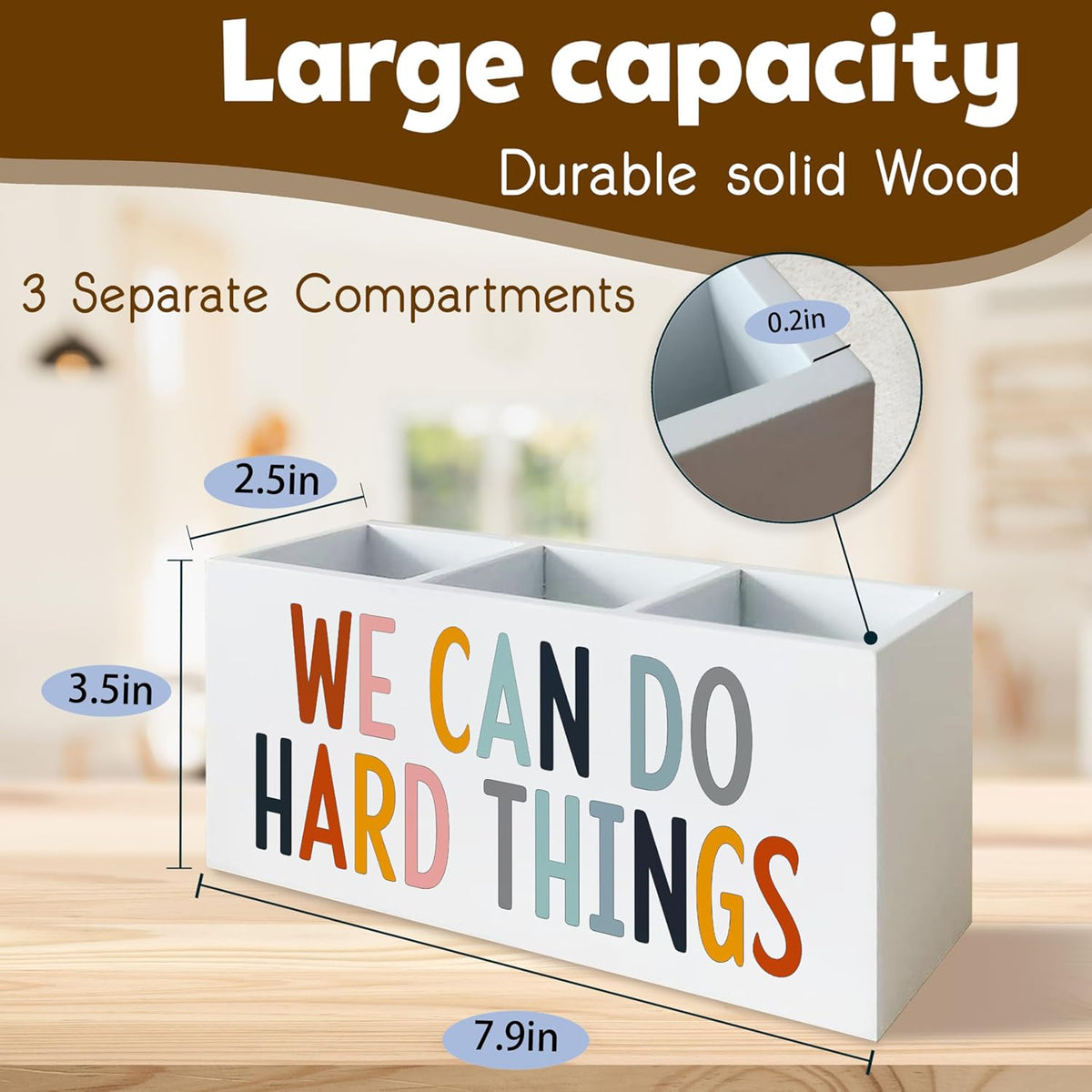 We Can Do Hard Things Pen Holder Pencil Organizer for Classroom School Psychologist Office Desk Pen Holders, Inspirational Pen Holder for Speech Therapy Desk Decor