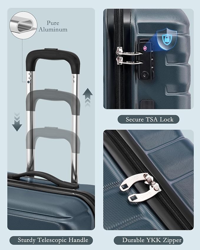 Coolife Luggage Sets 3 Piece, 20In Carry On Luggage