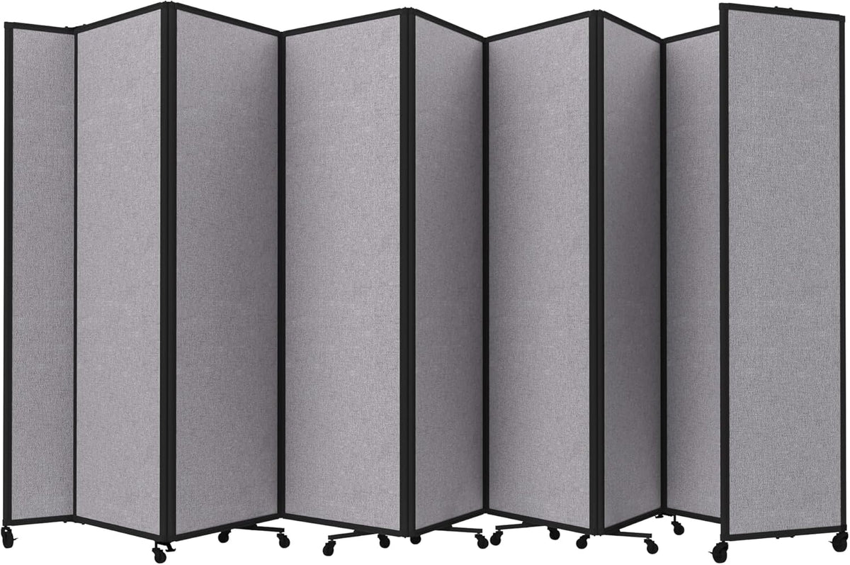 Versare Room Divider 360 Portable Wall Partition | Folding Panels | Large Freestanding Divider | Locking Wheels | Temporary Room Separator
