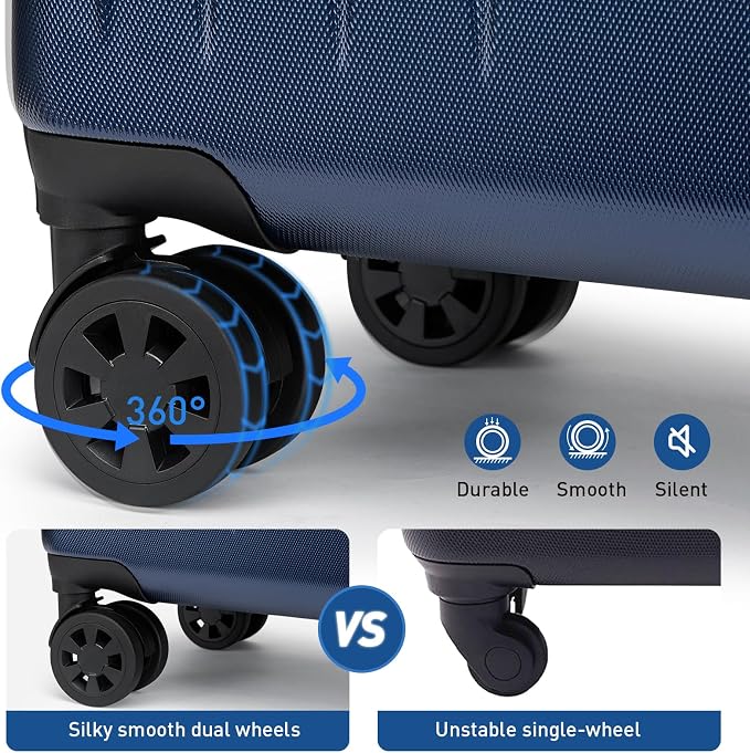 KYME Suitcase Hardshell With Double Spinner Wheels, PC+ABS TSA Lock Travel
