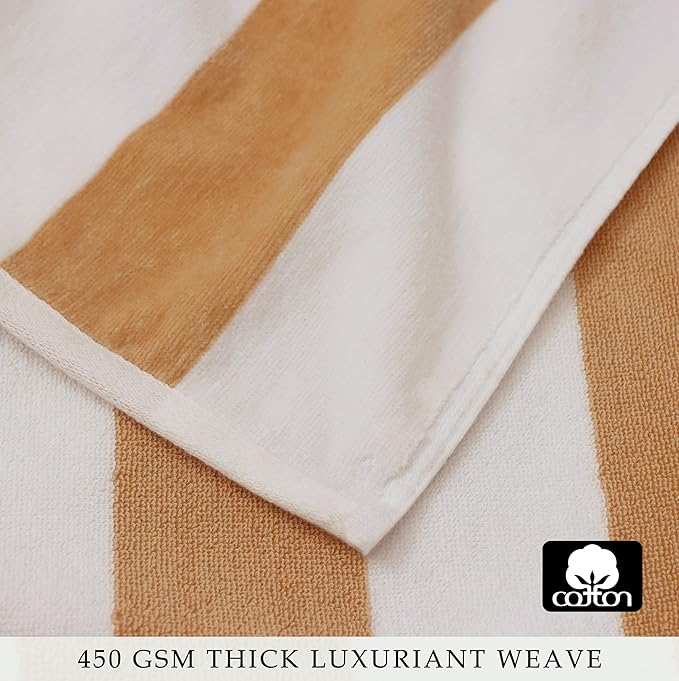 COTTON CRAFT Oversized Beach Towel - 2 Pack 35 x 70 inches XL Beach Towel - 100% Cotton Velour - Big & Huge - Thick Plush 450 GSM Super Soft Luxury Towel - Pool Picnic Bath - Cabana Stripe Linen