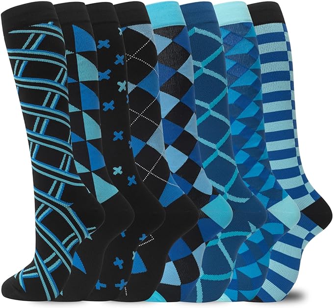 Compression Socks for Women Men Circulation Knee High 8 Pairs for Nurses