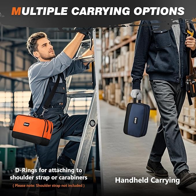 Small Tool Bag 2 Pack, Zipper Tool Pouch Two Compartments, 10 12 inch Utility