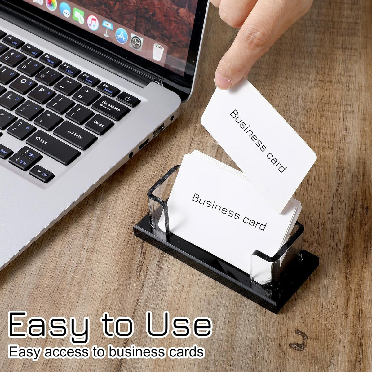 4 Pack Acrylic Business Card Holder for Desk, Clear Professional Display Stand with Stable Base, Office Desktop Organizer for Conferences, Events, Reception