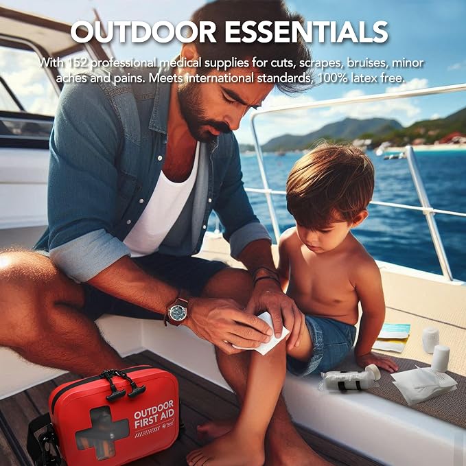 152 PCS Waterproof First Aid Kit, Portable Small Boat Dry Bag Bug Out Bags