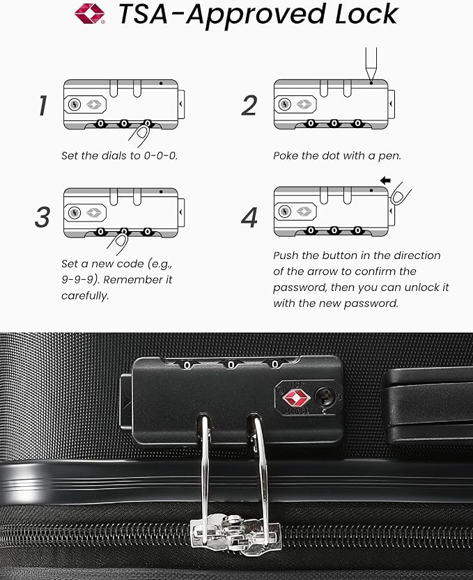 24 Inch Luggage with Spinner Wheels, Expandable Hardside Medium Checked Suitcase