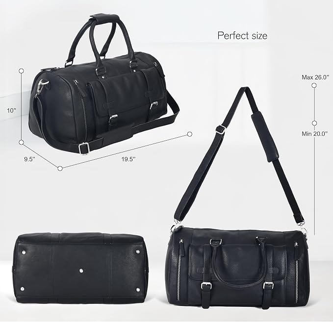 Genuine Leather Duffle Bag for Men | Vintage Weekender Travel Bag | Overnight