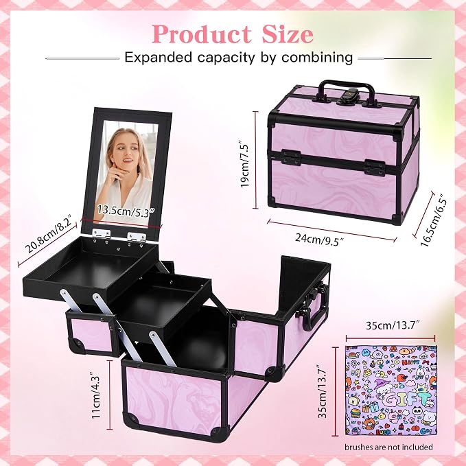 Makeup Train Case, Portable Makeup Case
