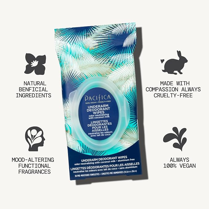 Pacifica Beauty Coconut Milk & Essential Oils Underarm Deodorant Wipes