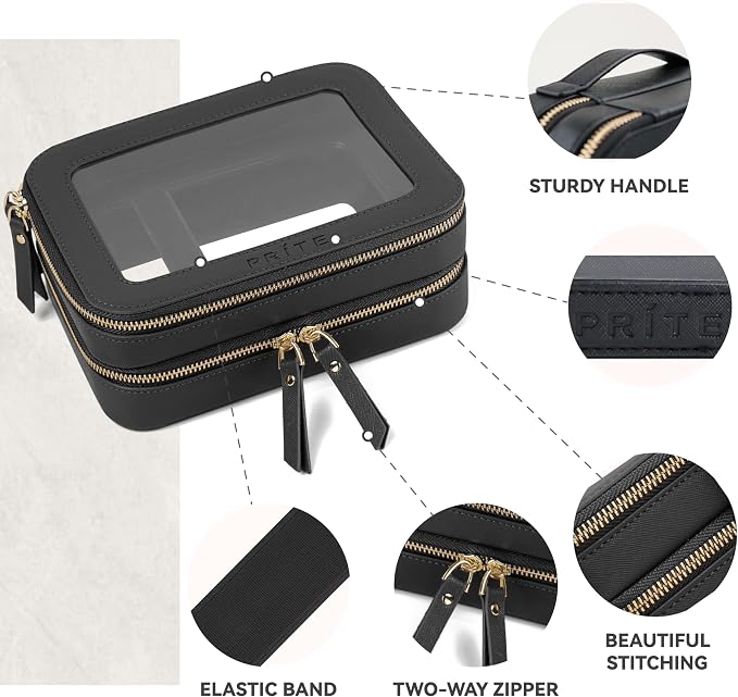 Prite Clear Makeup Bags Double Layer Cosmetic Bags