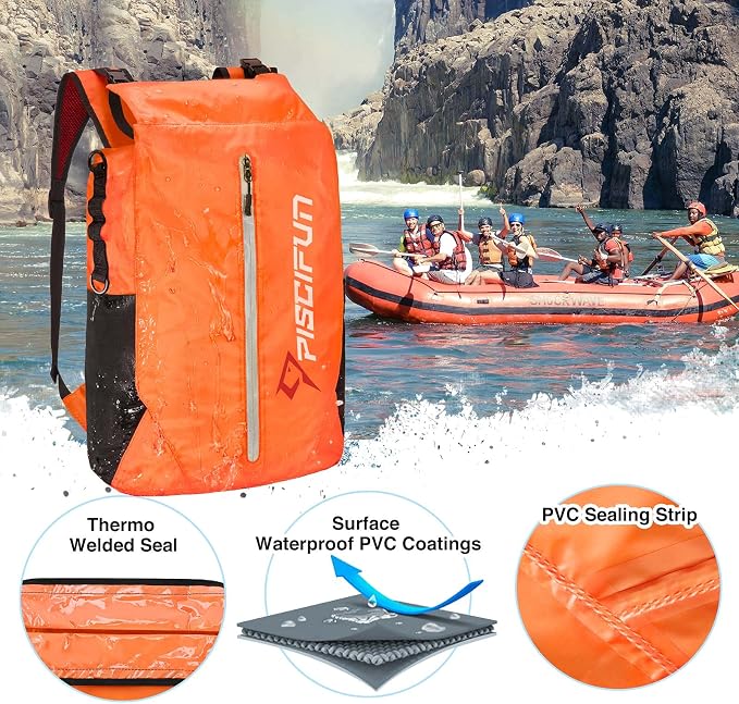 Piscifun Dry Bag Waterproof, Lightweight Dry Backpack Roll-Top Sealed