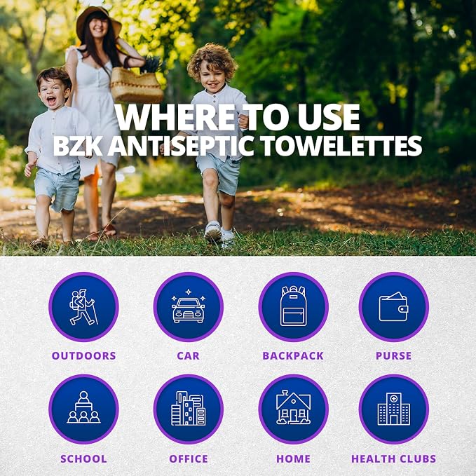 Hand Wipes – Benzalkonium Chloride Swabs Individual BZK Single-Use Packets by