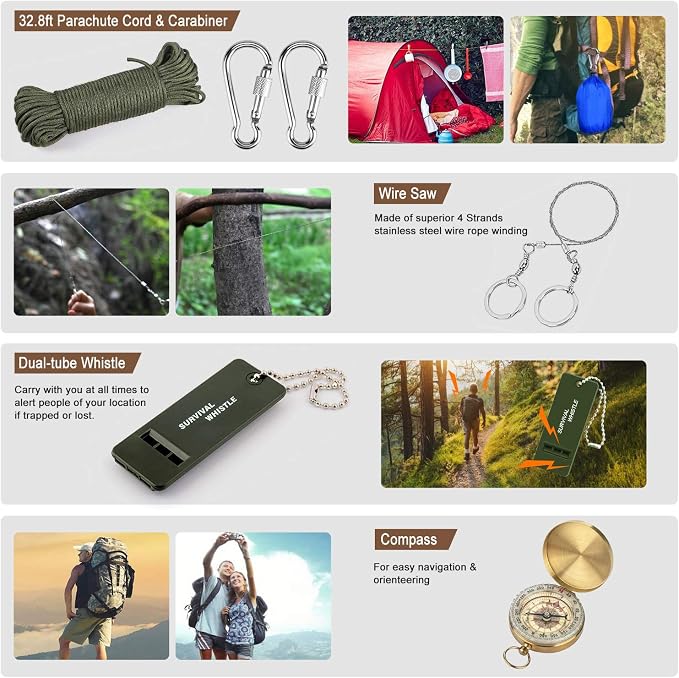 238Pcs Emergency Survival Kit and First Aid Kit, Professional Survival Gear Tool