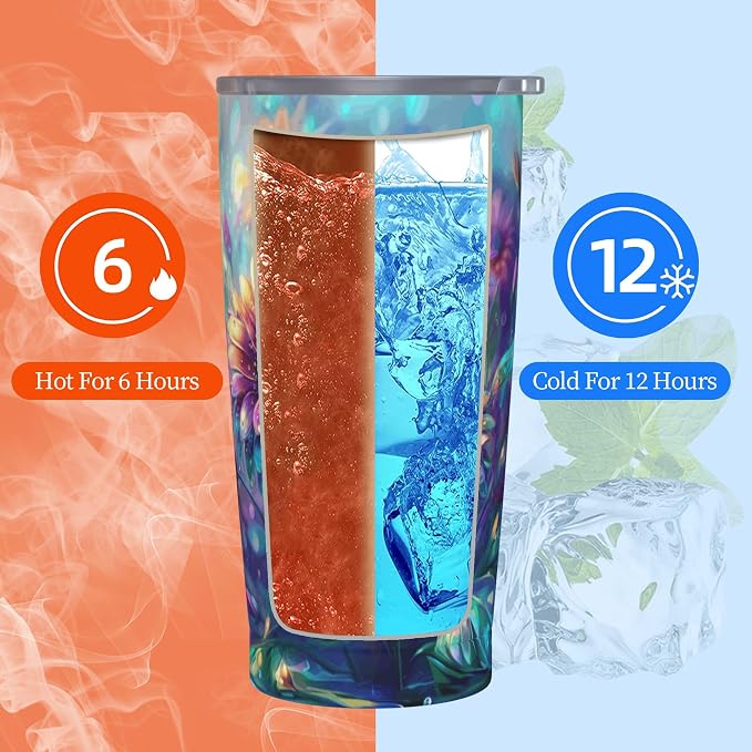 Sunflower Tumbler with Lid and Straw 20oz Vacuum Insulated Coffee Cup Stainless Steel Tumblers Leakproof Travel Mug Present for Women Men