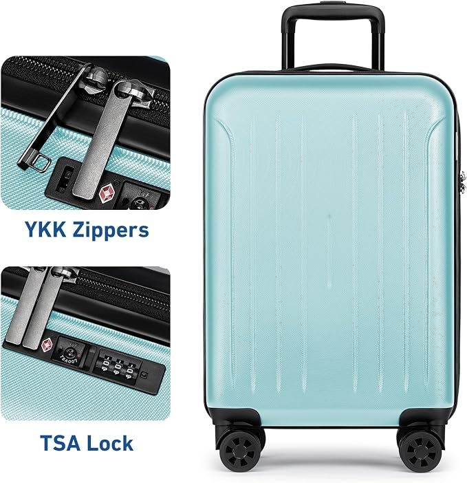KYME Suitcase Hardshell With Double Spinner Wheels, PC+ABS TSA Lock Travel