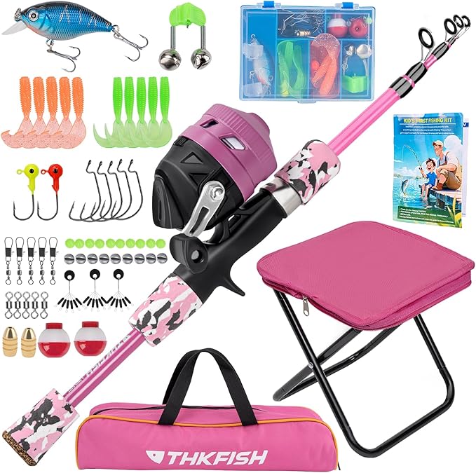 Kids Fishing Pole Set, Telescopic Fishing Rod Reel Combo Kids Starter Kit