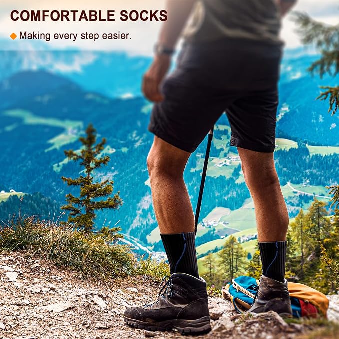 BULLIANT Compression Socks for Men 6Pairs, Athletic Crew Socks Cushioned For