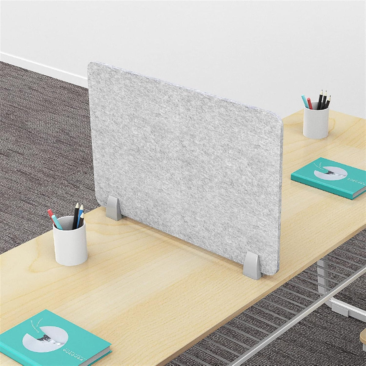 Icegrey Acoustic Desk Divider Privacy Panel Removable Sound Absorbing Desk Partition Board with 2 Clips for Student Call Centers Offices Braries Classrooms Library, Light Purple, 19.5x15.6