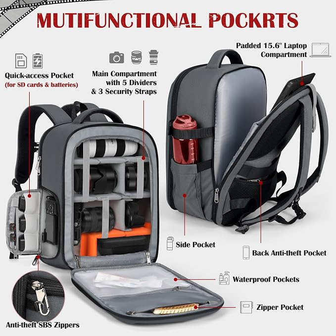 SDYSM Camera Backpack, Hardshell DSLR/SLR Camera Bag