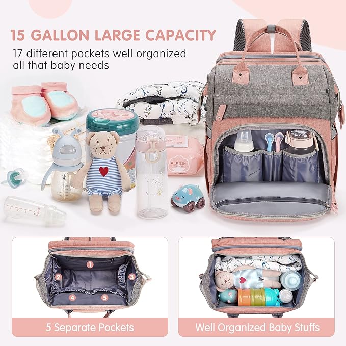 DERJUNSTAR Diaper Bag Backpack – Large Capacity Baby Diaper Bag