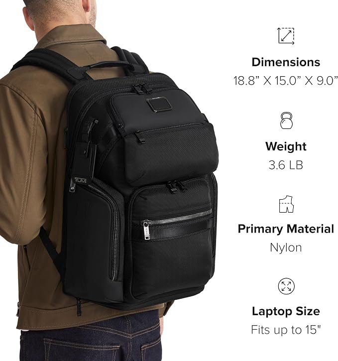 TUMI - Alpha Bravo Nomadic Backpack - Men's Durable Carry On Bag - 18.8" X