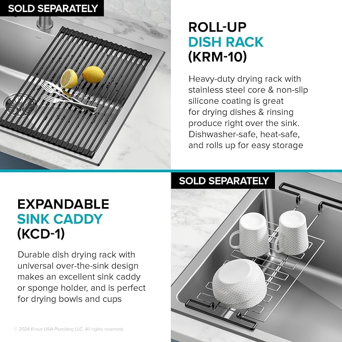 KRAUS Fairlane 33-inch Drop In/Top Mount Single Bowl 18-Gauge Stainless Steel