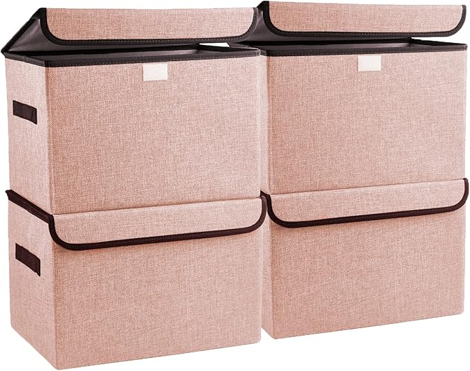 Linen Fabric Foldable Storage Cube Bin Organizer Basket
