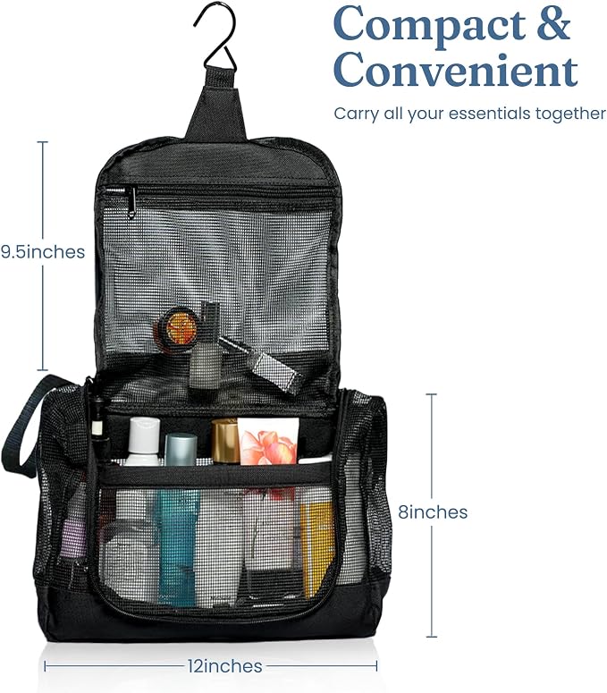 The Fine Living Portable Latex Mesh Shower Caddy Tote Bag, Gym Shower Caddy