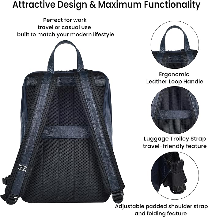 LEATHER VILLAGE Leather Laptop Backpack