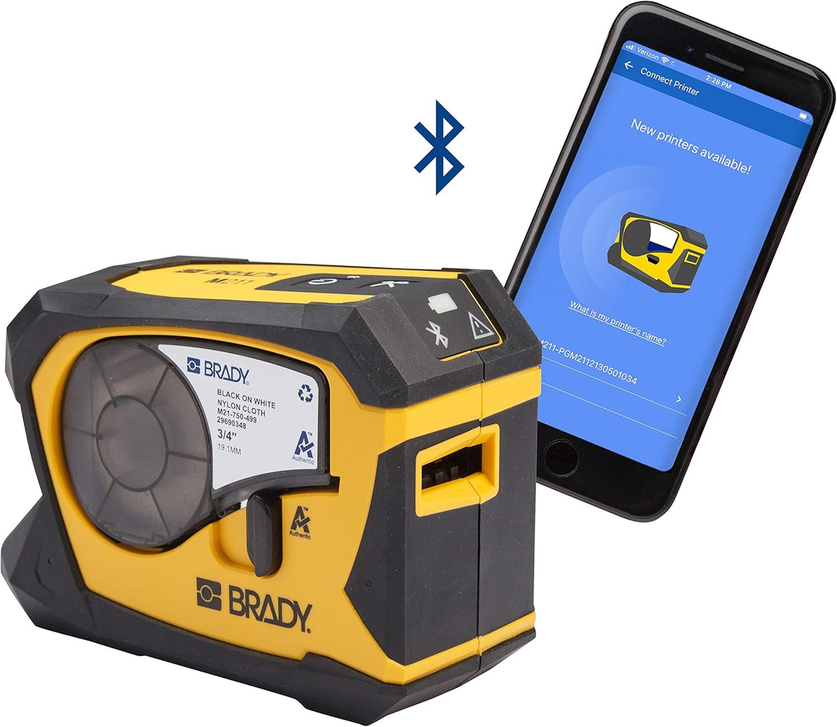 Brady M211 Portable Bluetooth Label Printer Authentic All-Weather Vinyl Label